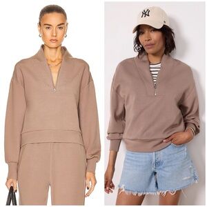 Varley Davidson Sweatshirt Zip Pinebark Taupe Brown Size Small